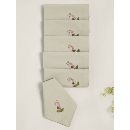 Buy Beige Brown Cotton Printed Table Napkins