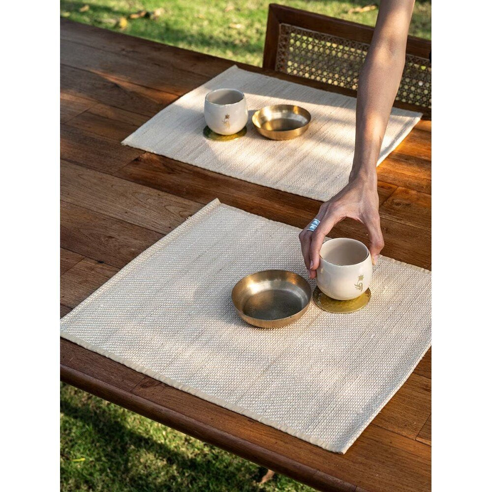 Buy Beige Brown Hand Crafted Banana Fibre Solid Table Runner