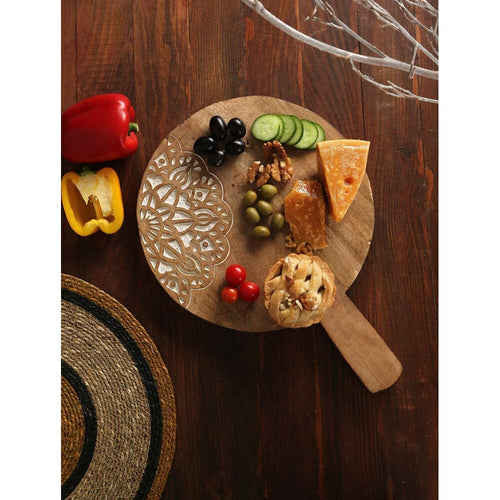 Buy Beige Brown Mango Wood Solid Cheese Boards