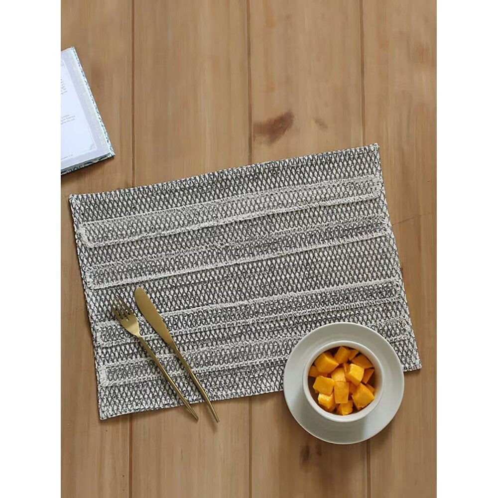 Buy Black Rectangle Cotton Solid Mats