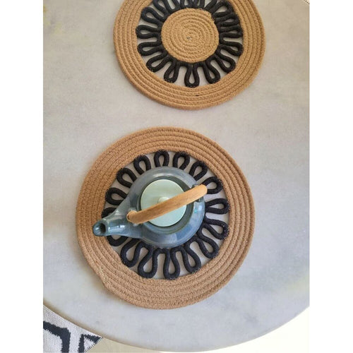 Buy Black Round Cotton Mats