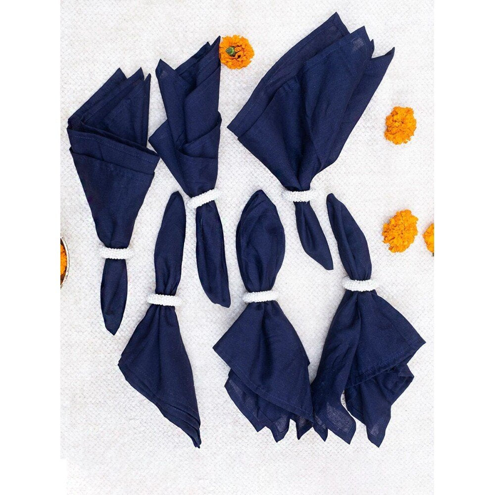 Buy Blue Cotton Printed Table Napkins