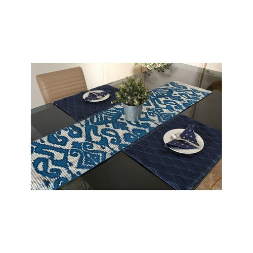 Buy Blue Rectangle Cotton Woven Mats
