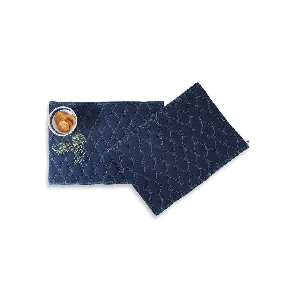 Buy Blue Rectangle Cotton Woven Mats