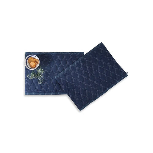Buy Blue Rectangle Cotton Woven Mats
