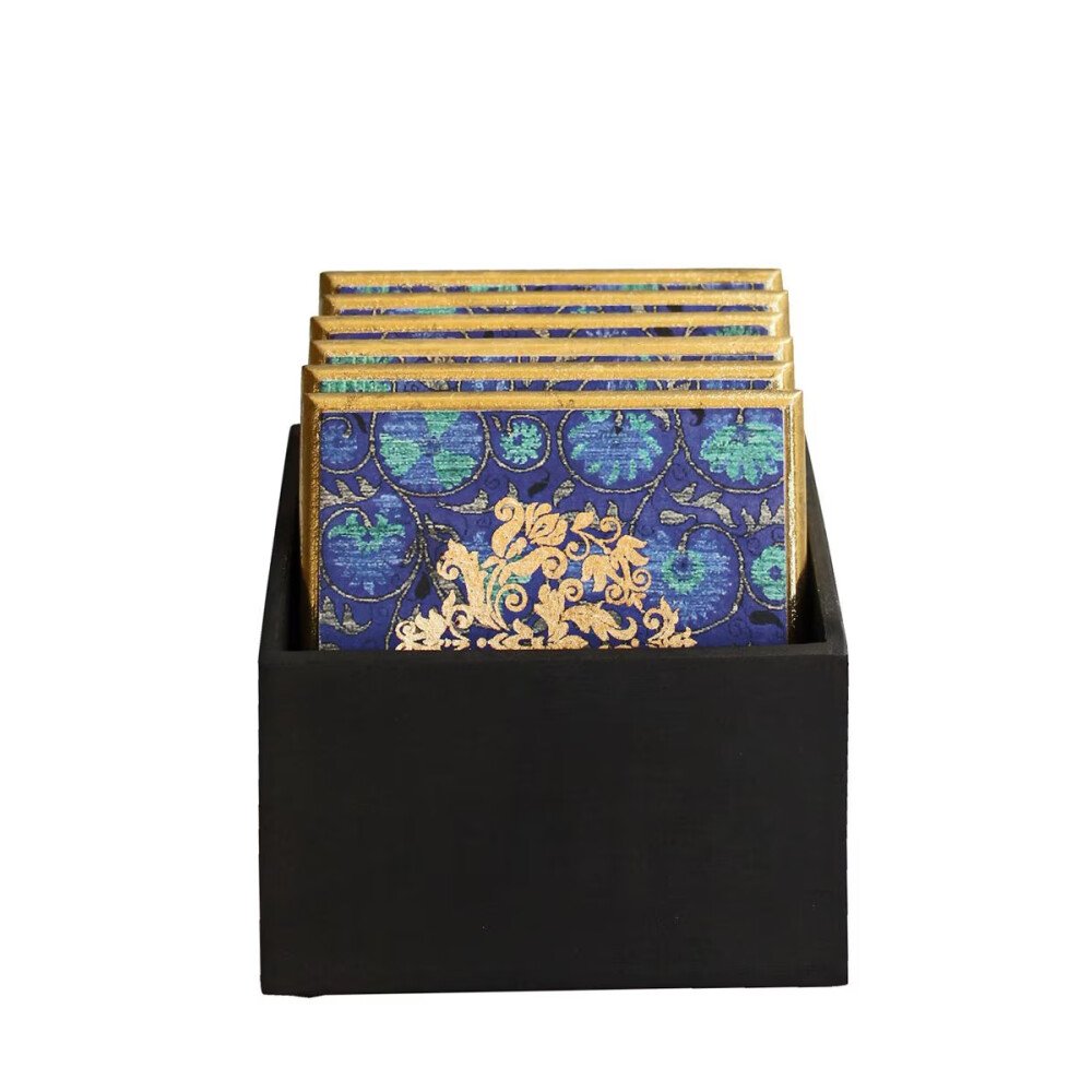 Buy Blue Wood Coaster & Trivet
