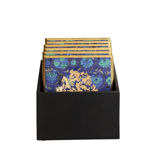 Buy Blue Wood Coaster & Trivet