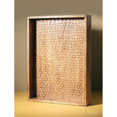 Buy Brown Mango Wood Carved Tray/Platter