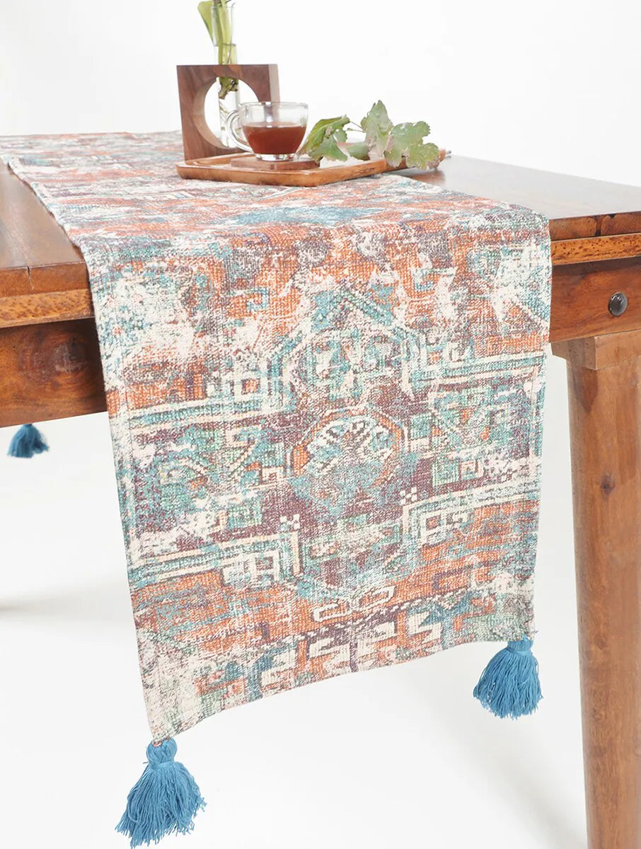 Buy Brown Printed Cotton Printed Rectangle Table Runner