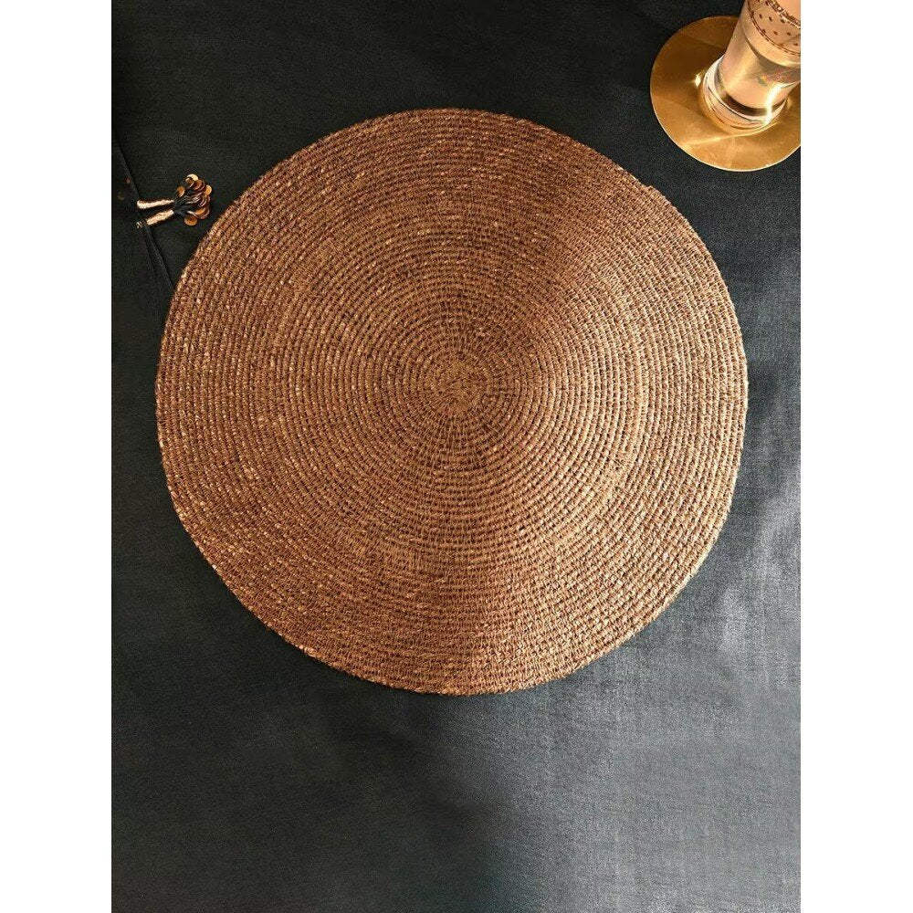 Buy Brown Round Jute Hand Woven Mats