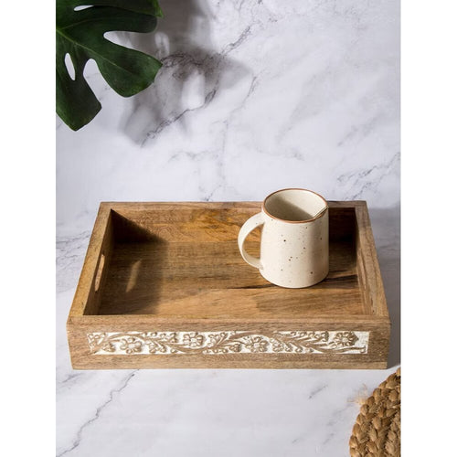Buy Brown Wood Engraved Tray/Platter