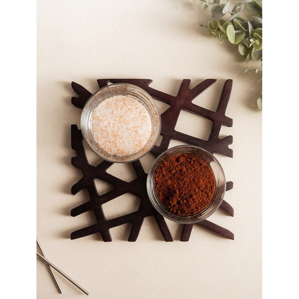 Buy Brown Wood Hand Crafted Coaster & Trivet