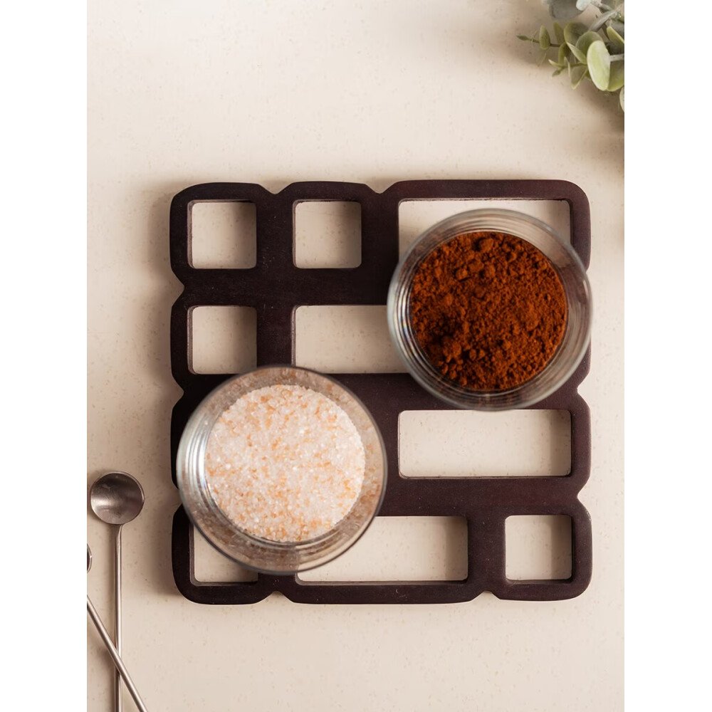 Buy Brown Wood Hand Crafted Coaster & Trivet