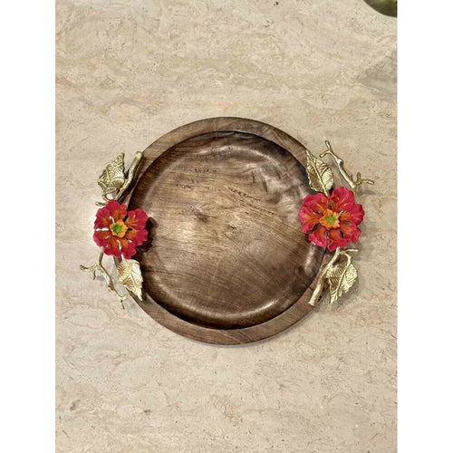 Buy Brown Wood Printed Tray/Platter