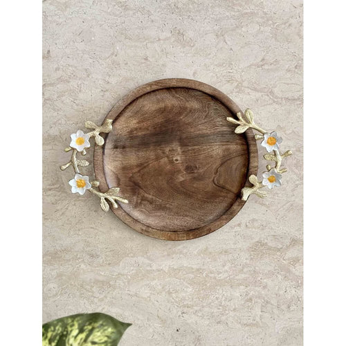 Buy Brown Wood Printed Tray/Platter