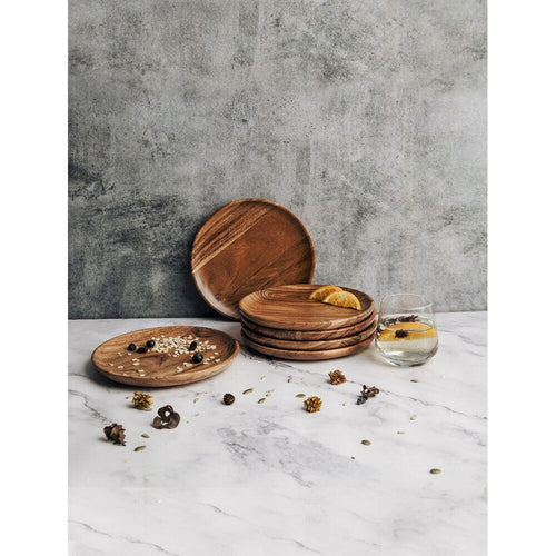Buy Brown Wood Solid Plates