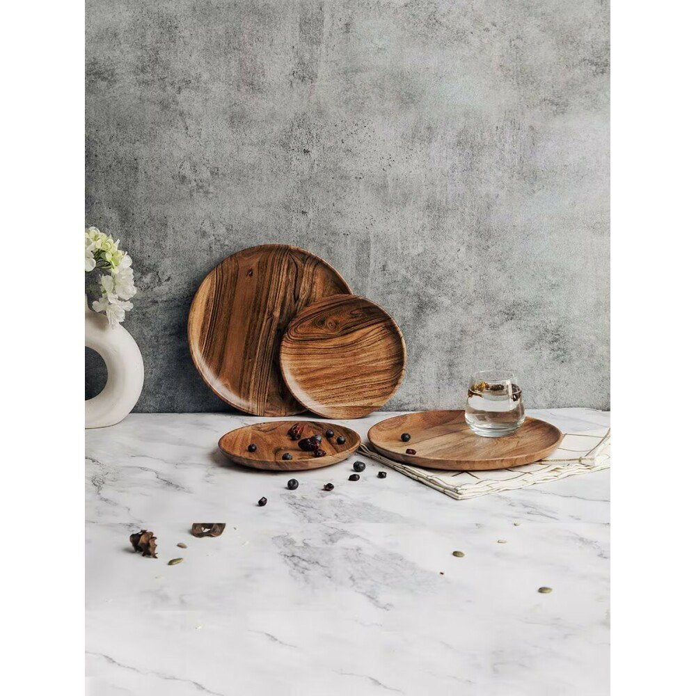 Buy Brown Wood Solid Plates