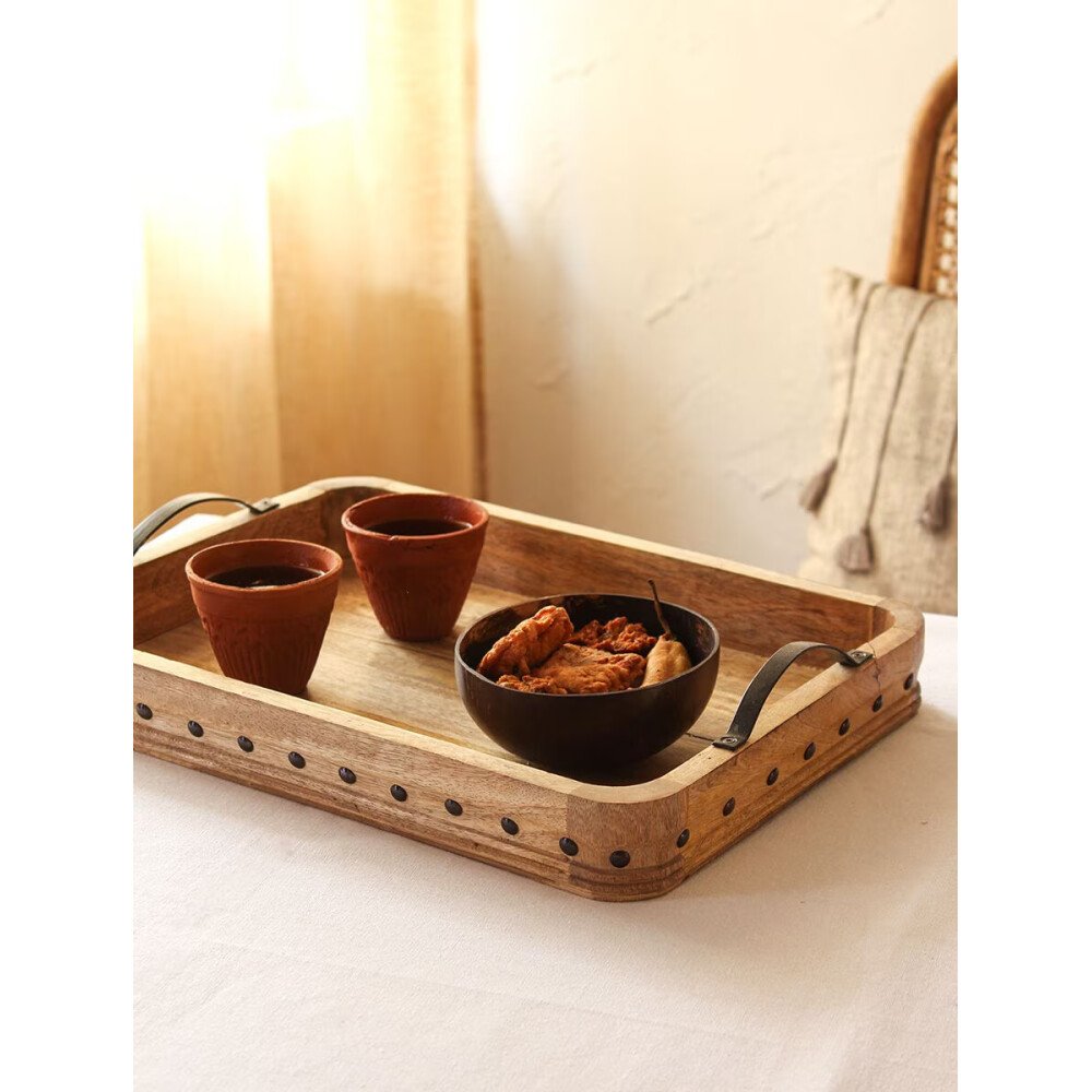 Buy Brown Wood Solid Tray