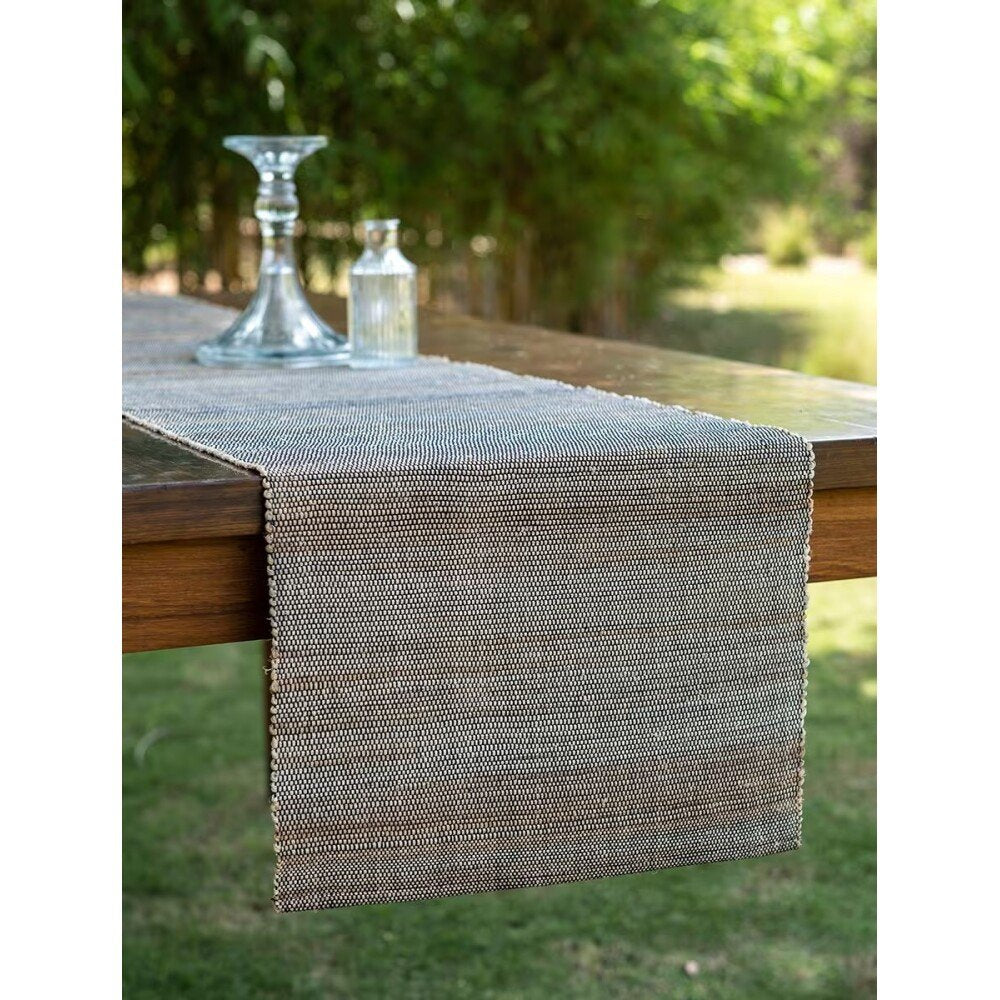 Buy Charcoal Black Hand Crafted Banana Fibre Solid Table Runner