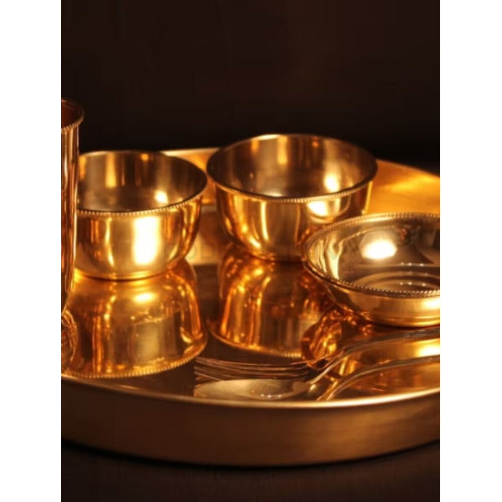 Buy Gold Brass Hand Crafted Plates