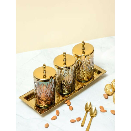 Buy Gold Brass Printed Tray/Platter