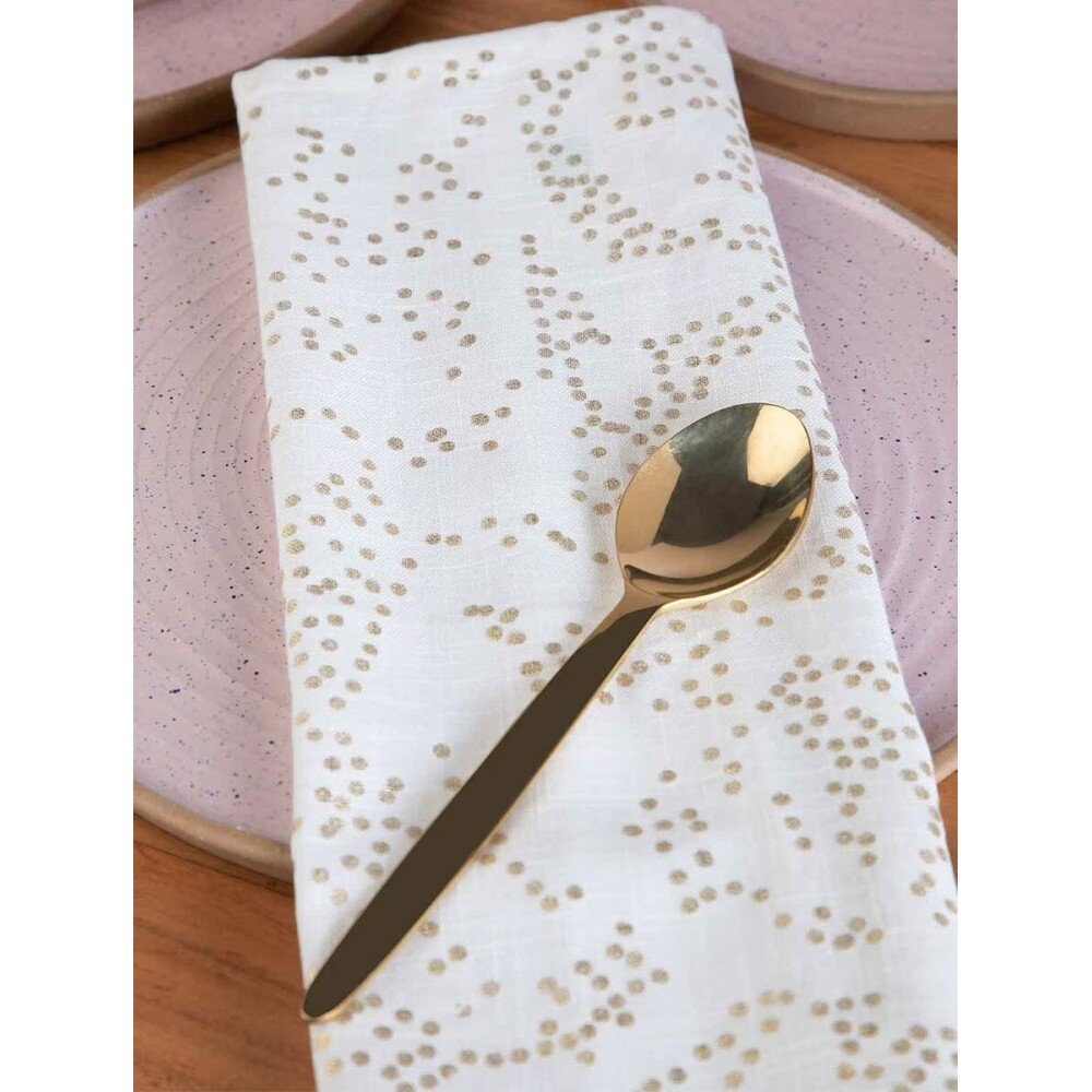 Buy Gold Cotton Printed Table Napkins