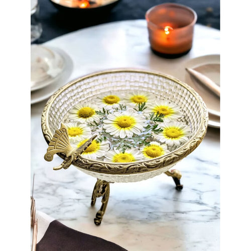 Buy Gold Handcrafted Brass And Glass Bowls