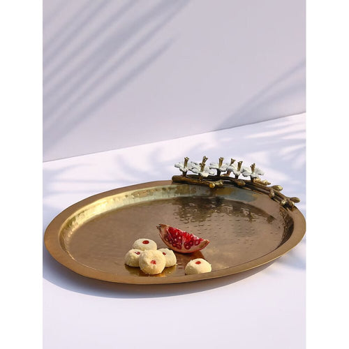Buy Gold Steel Table Top Tray/Platter