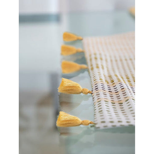 Buy Green Cotton Printed Rectangle Table Runner