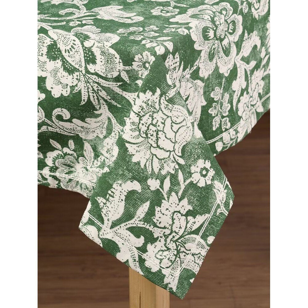Buy Green Cotton Rectangle Table Cloth