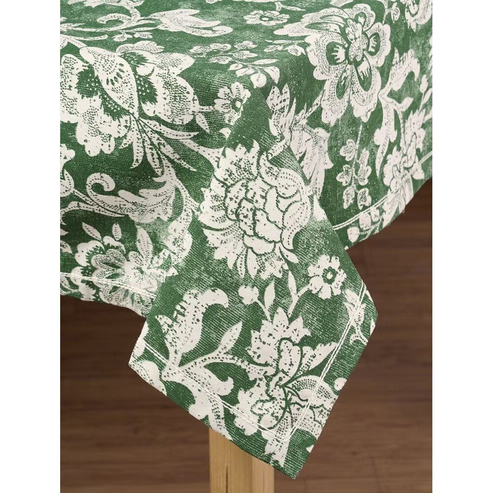 Buy Green Cotton Rectangle Table Cloth