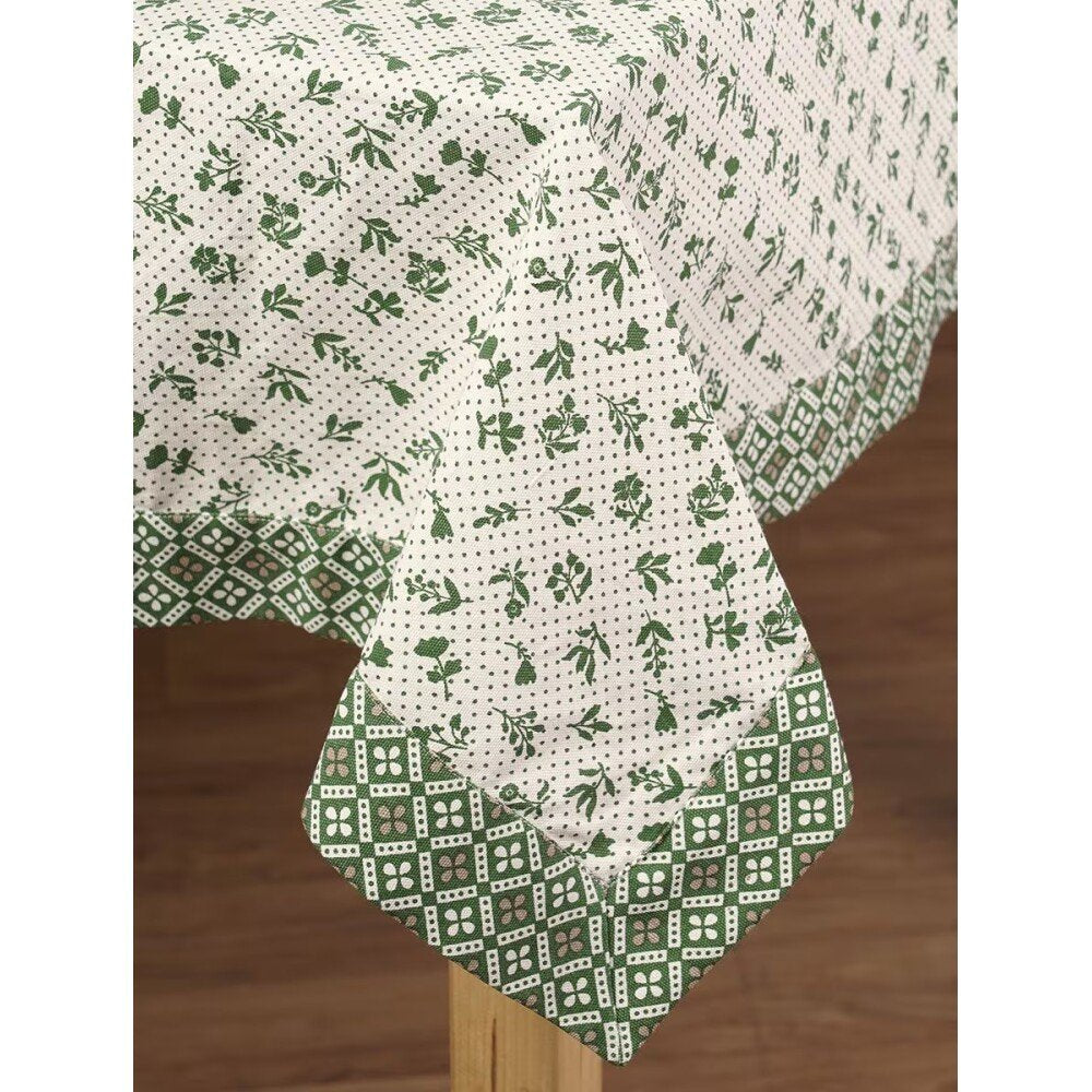 Buy Green Cotton Rectangle Table Cloth