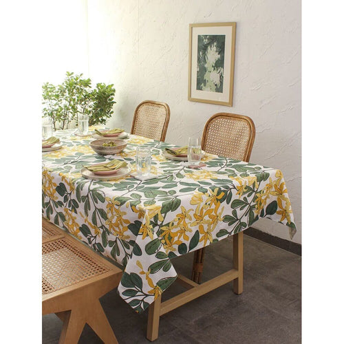 Buy Green Cotton Square Self Design Table Cloth
