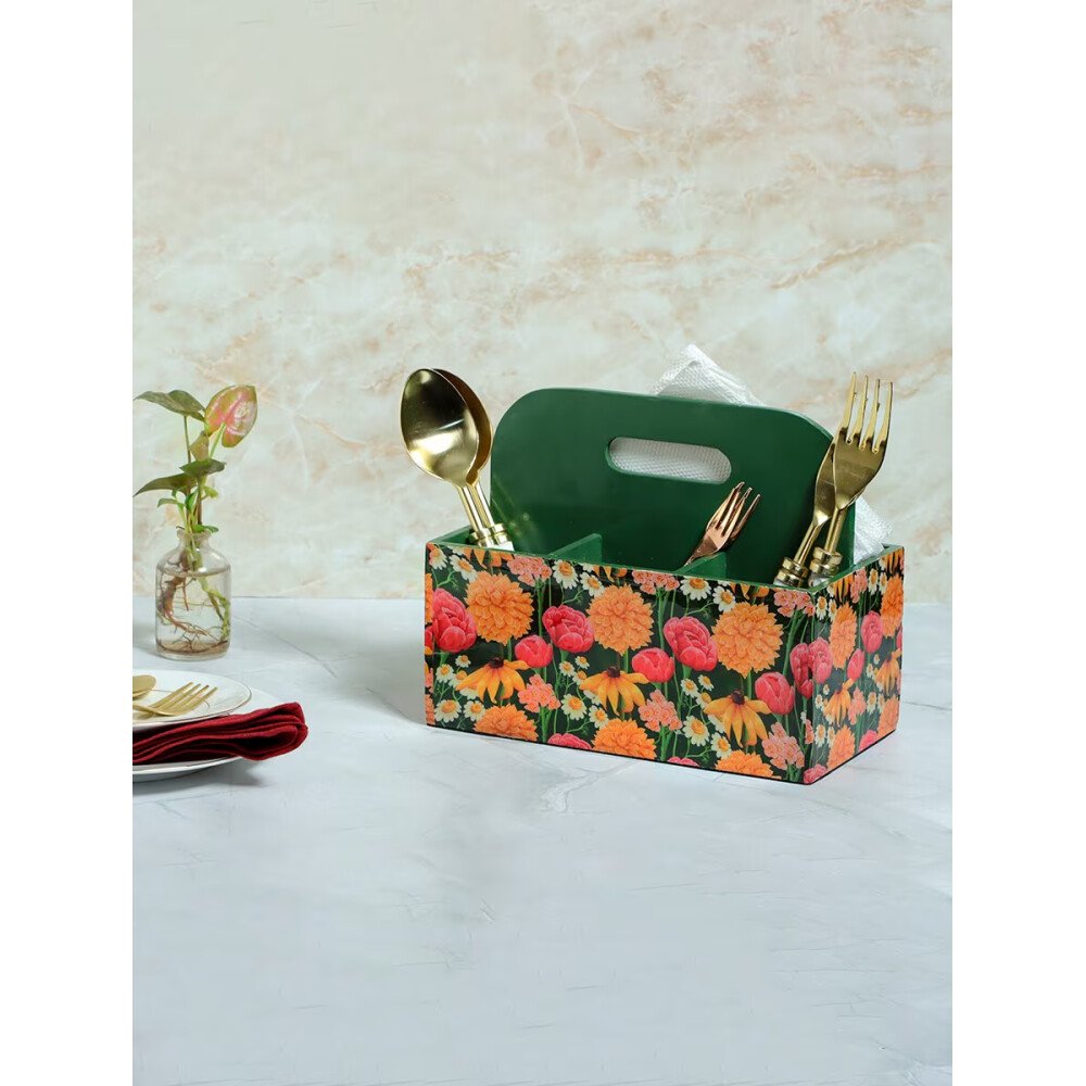 Buy Green Hand Crafted MDF Printed Cutlery