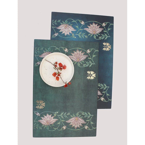 Buy Green Rectangle Wood Printed Mats