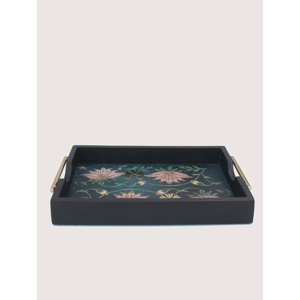 Buy Green Wood Printed Tray/Platter