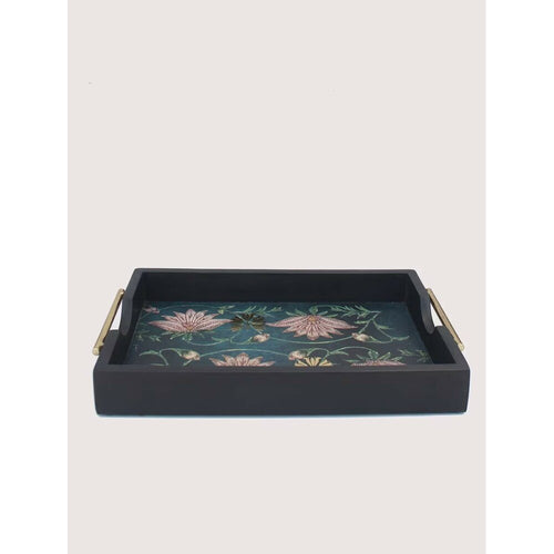 Buy Green Wood Printed Tray/Platter