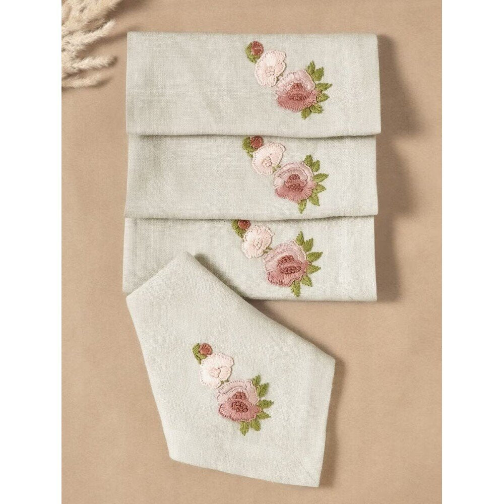 Buy Grey Cotton Printed Table Napkins