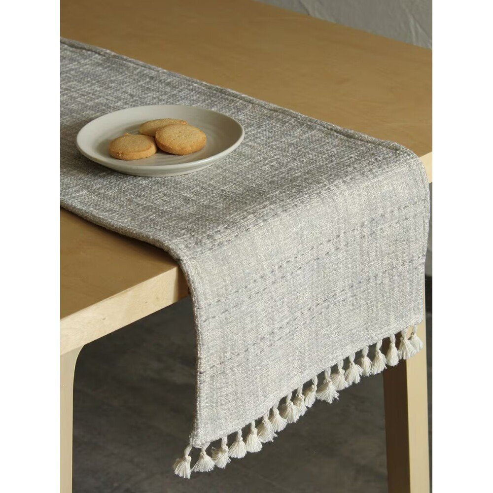 Buy Grey Cotton Table Runner