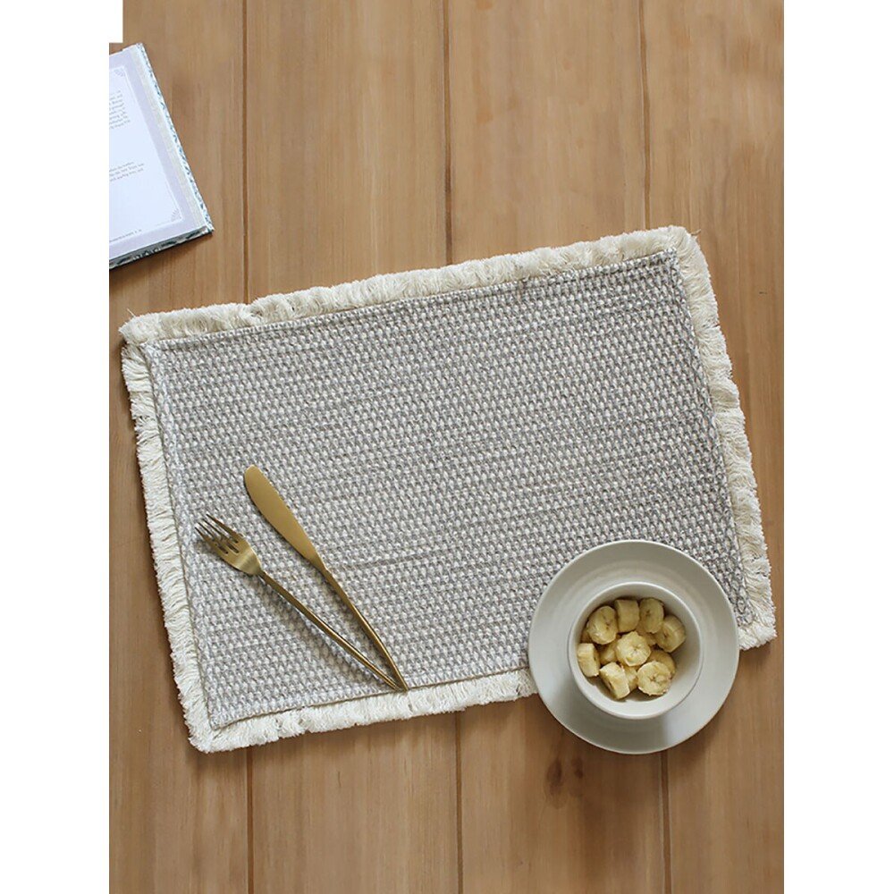 Buy Grey Rectangle Cotton Printed Mats