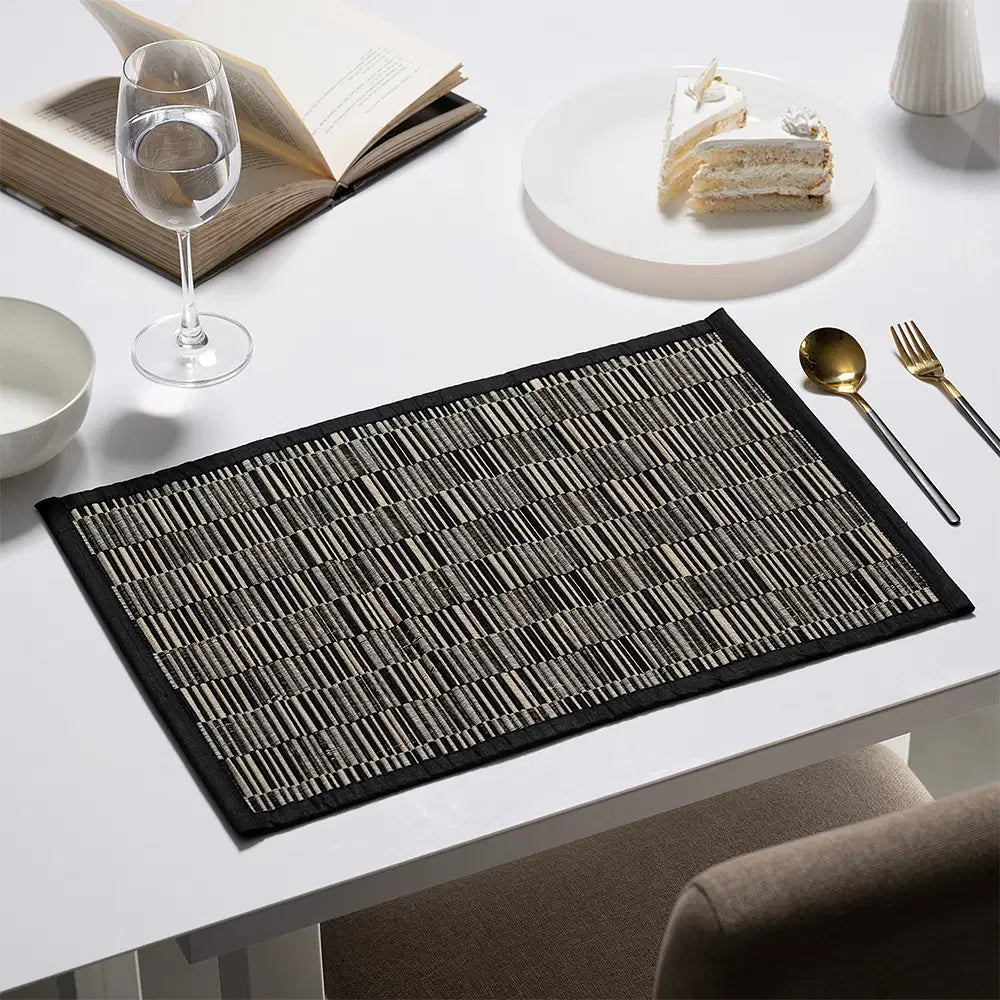 Buy Kanga Black, Rectangular Bamboo Dining Table Placemat – Set of 4