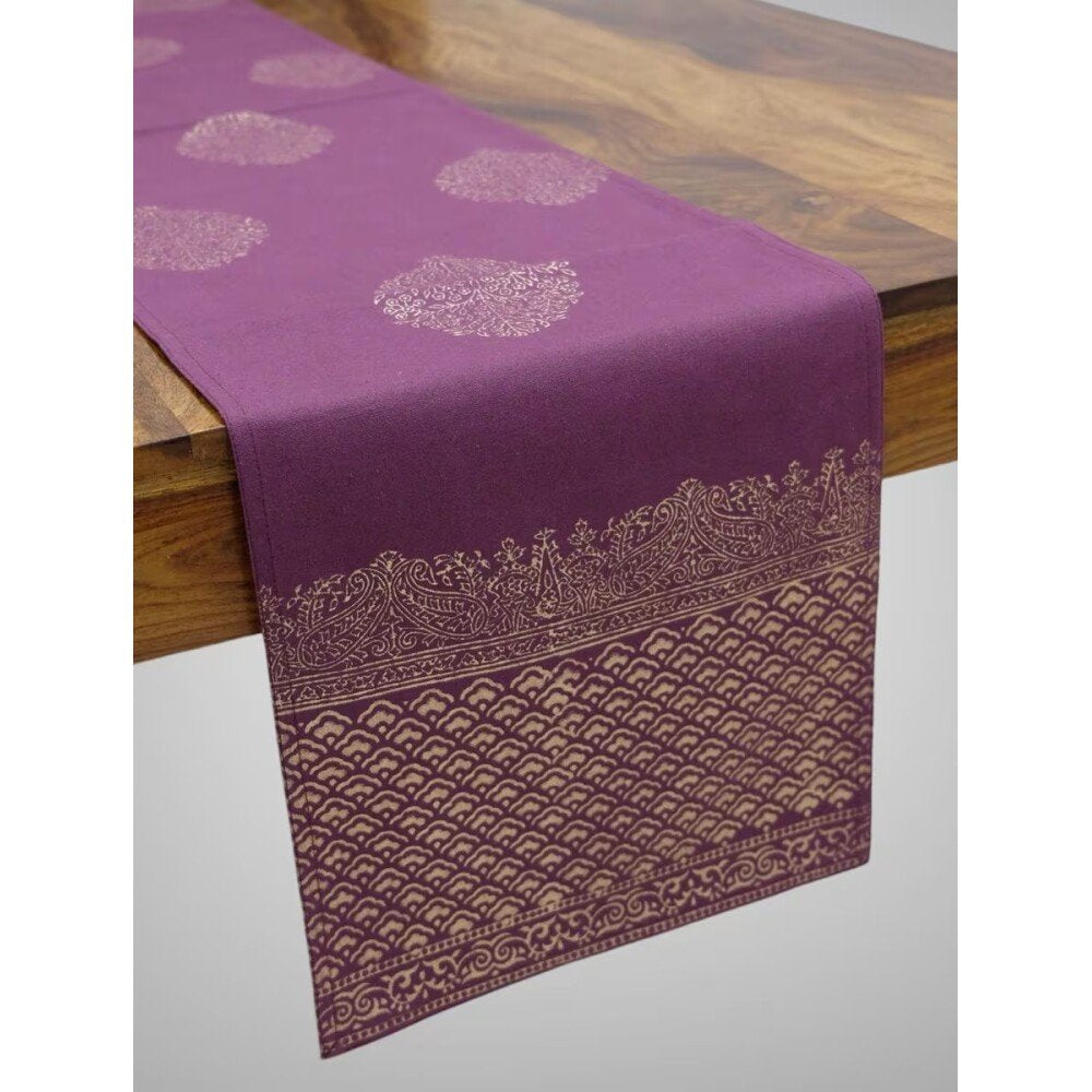 Buy MAROON RED Cotton Printed Rectangle Table Runner