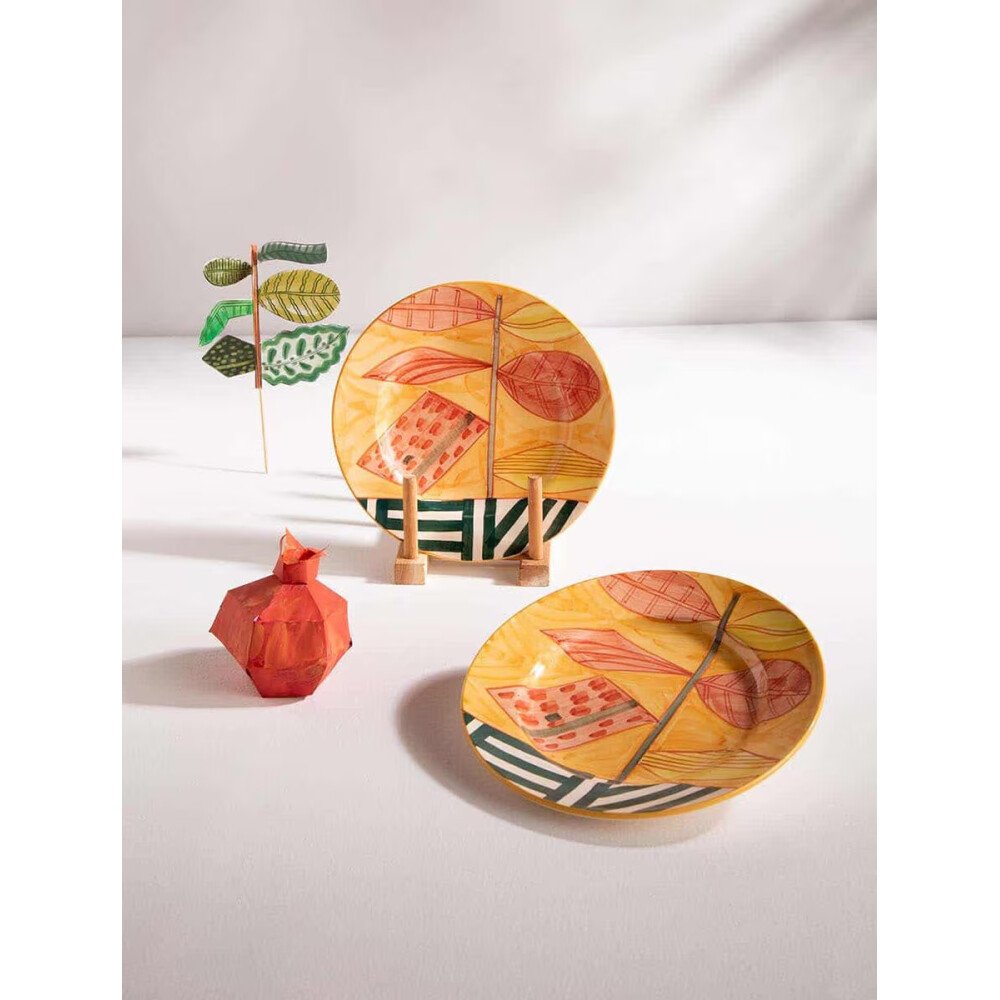 Buy Multicolour Ceramic Round Hand Crafted Serveware Plates