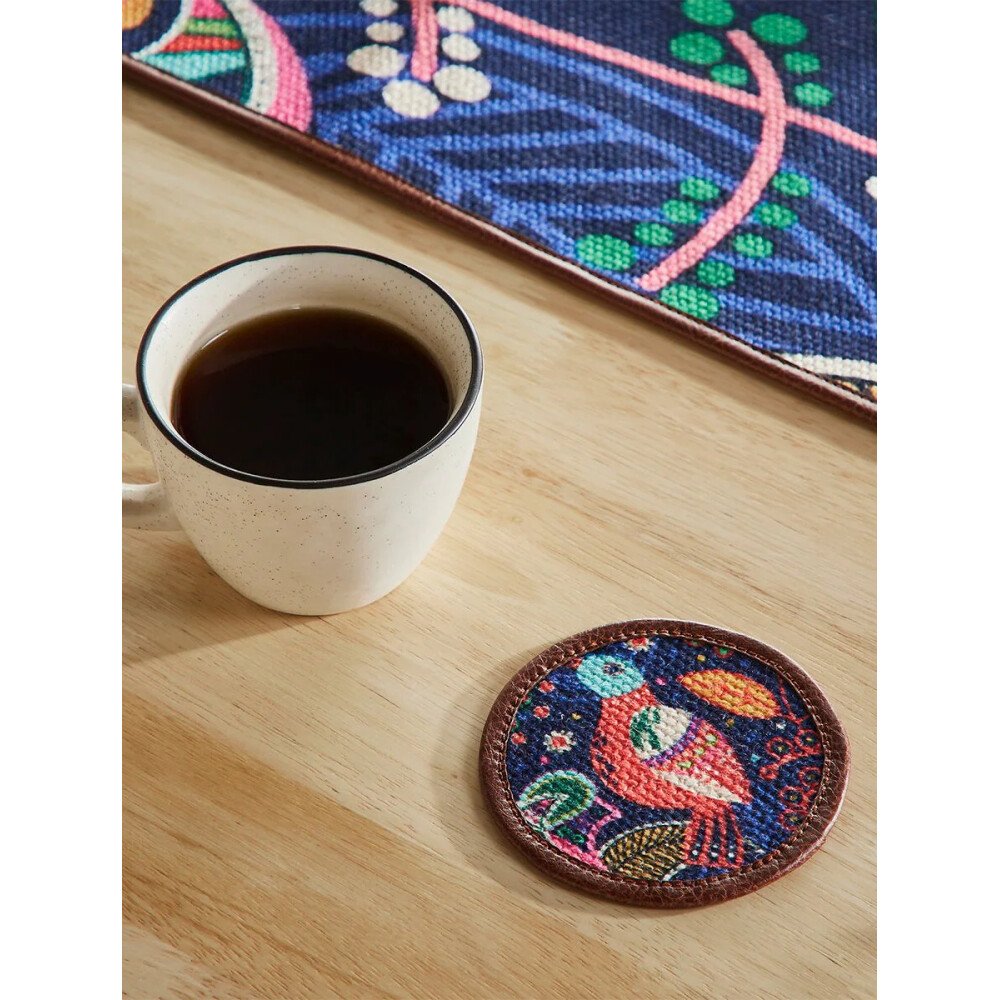Buy Multicolour Cotton Hand Crafted Coaster & Trivet