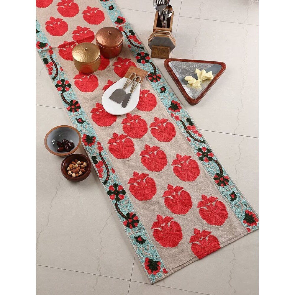 Buy Multicolour Cotton Printed Rectangle Table Runner