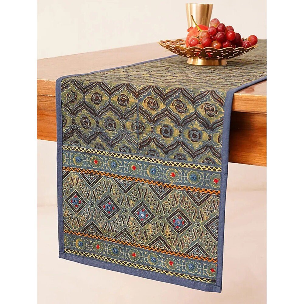 Buy Multicolour Cotton Printed Rectangle Table Runner