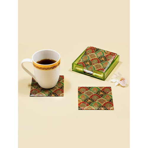 Buy Multicolour Glass Hand Crafted Coaster & Trivet