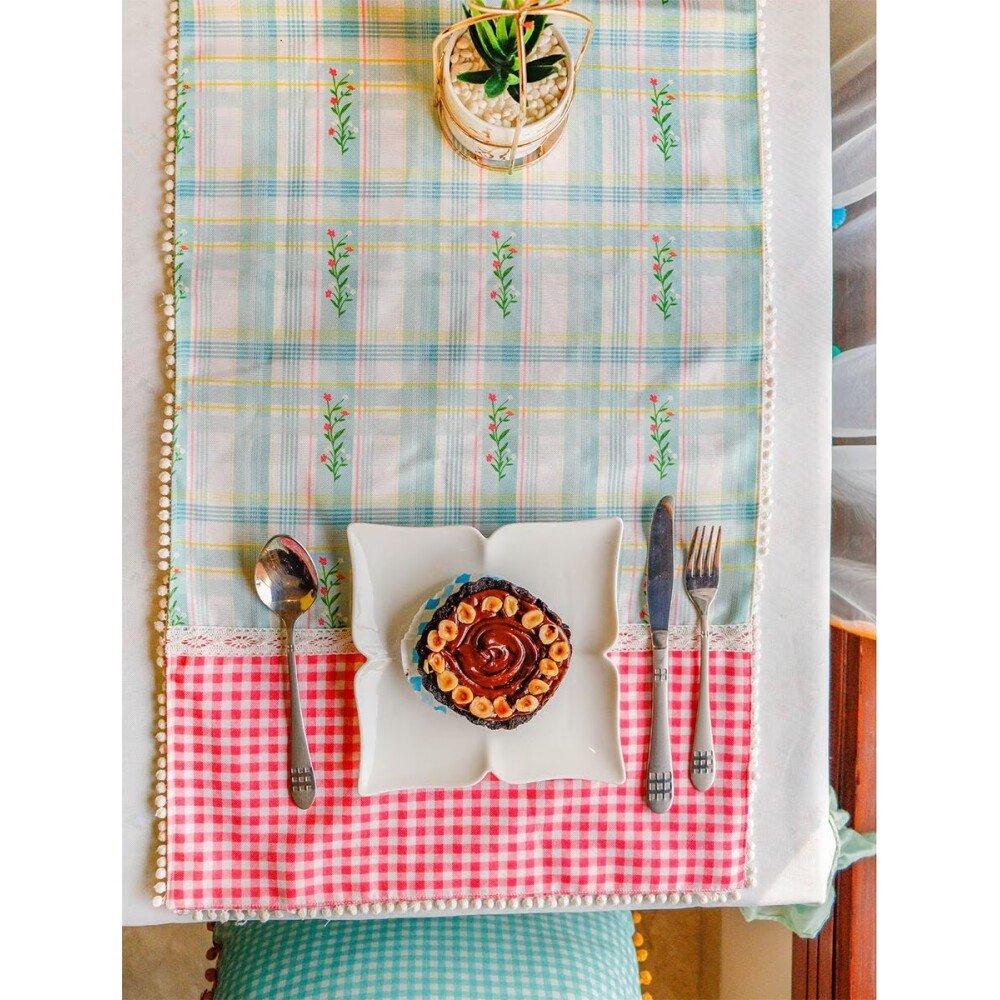 Buy Multicolour Hand Crafted Cotton Table Top Table Runner