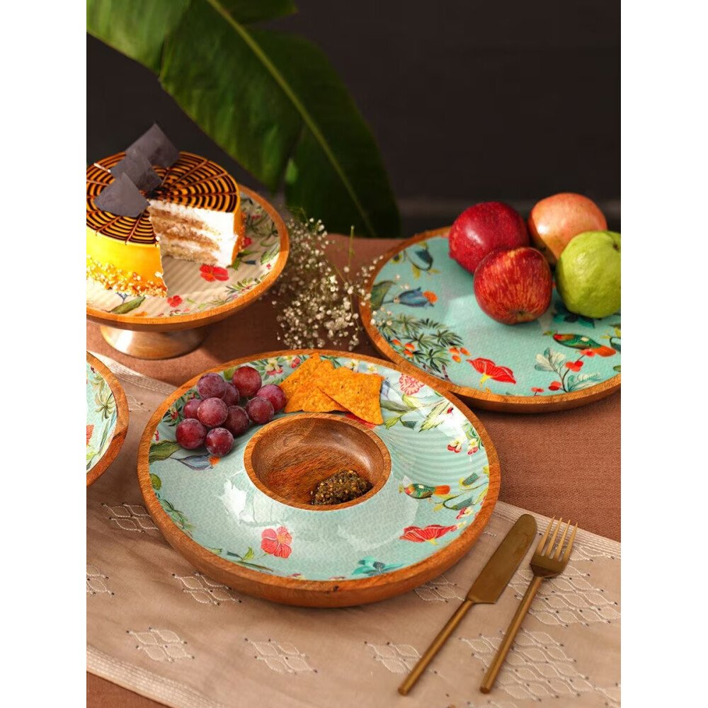 Buy Multicolour Hand Crafted Mango Wood Chip & Dip