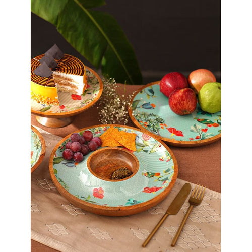 Buy Multicolour Hand Crafted Mango Wood Chip & Dip